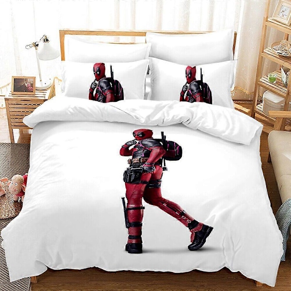 v658 Sängkläder Deadpool Sängset Påslakan Mjukt Täcke Örngott Present 3-Delat Sängset (1 Påslakan + 2 Örngott) y658 135x200cm 53x78in