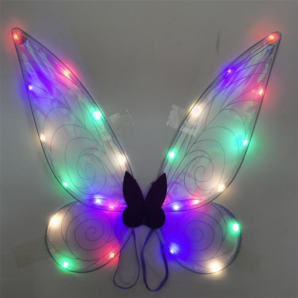 Fe-vingar lyser upp fjärilsvingar glittrande LED-fe-vingar Halloween jul födelsedag cosplay present till barn Blue