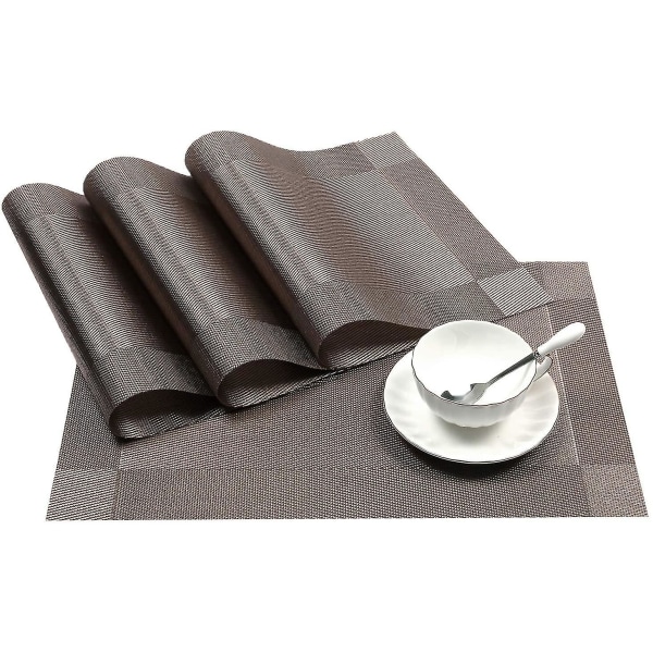 Crossweave Woven Vinyl Non-slip Insulation Placemat Brown