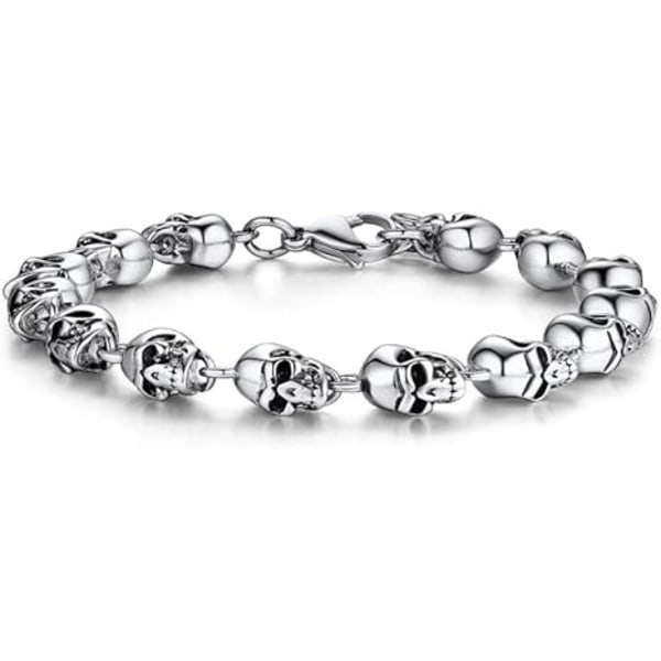 Dödskalle armband för män kvinnor rostfritt stål länk kedja armband med dödskalle charm gotisk punk biker armband smycken