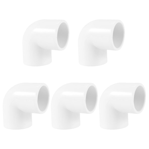 5 stk 20mm Dia 90 graders vinkel albue PVC rørbeslag adapter kobling White