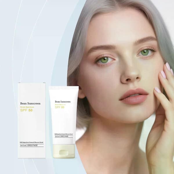 Bean Sunscreen, Solkräm, Solskydd, SPF 50+ Kräm under smink för ansikte och kropp, Luftig texturtyp, Vattentät Svettresistent 1PCS
