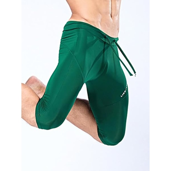 Herrsport Shorts Kompressionsbyxor Botten Knälånga Badbyxor Gym Träning Fitness Atletiska Shorts XL Green