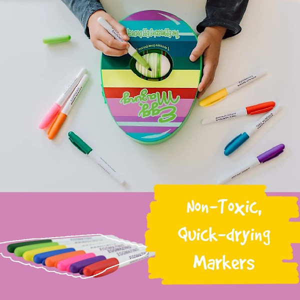Æg-Mazing Påskeæg Mini Dekoratør Kit Kunst Og Håndværkssæt - Inkluderer Æg Dekoration Spinner Og 6 Markører [Emballage Kan Variere]