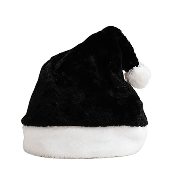 Plush Julehat Blød Behagelig Vibrerende Farve Julehat Festival Dekoration Black