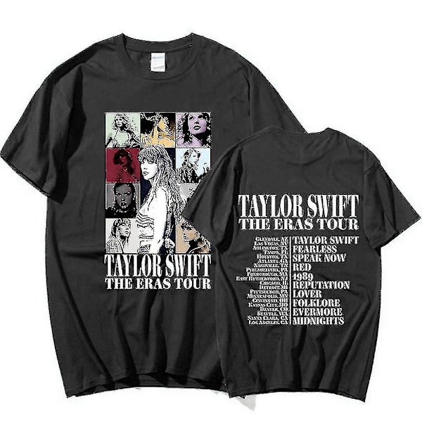 Taylor Swift The Eras Tour Fans Kirje Painettu T-paita Lyhythihainen Painettu Tee Toppi tx. XL Black