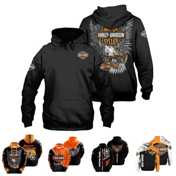 Herrehettegenser, motorsykkel, biker, Harley-Davidson, med snøring, langermet EEM E E M