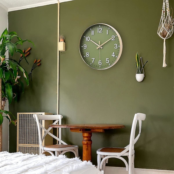 Väggklocka 12 tum tyst icke tickande klocka för Lmell vardagsrum sovrum kök kontor (gyllene)