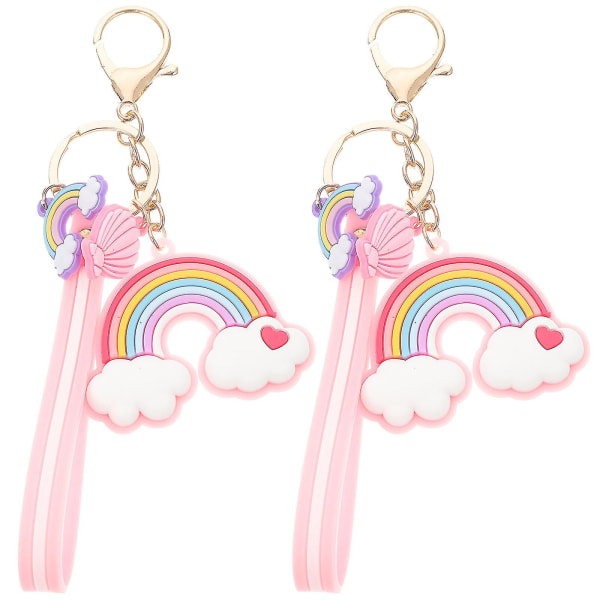 2 st Rainbow Key Rings Cartoon Rainbow Keychains Lovely Rainbow Key Hängen