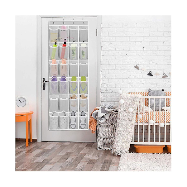 24 Sundries Sko Hengepose Multi-lomme Skopose Dør Oppbevaring Hengepose Light Gray
