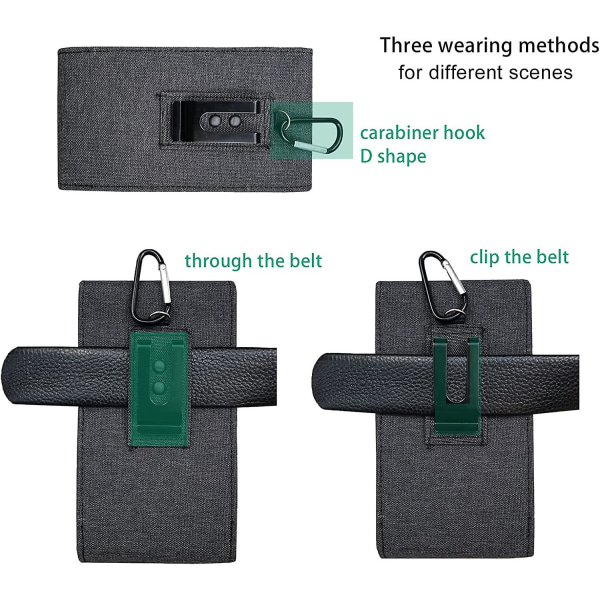 Dubbla nylon för telefonhölster med bältesklämma, midjeväska för mobiltelefoner under 7,5 tum Black