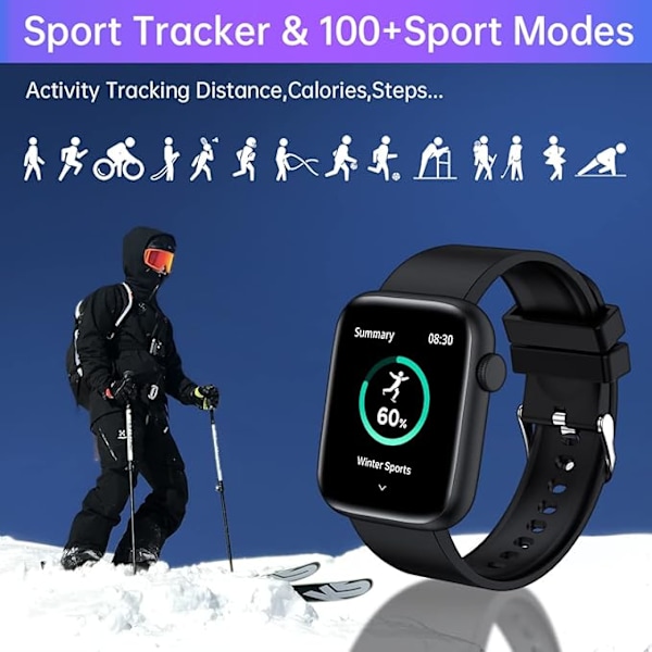 Smartwatch, 1,9\" fuld touchskærm smartwatch til Android