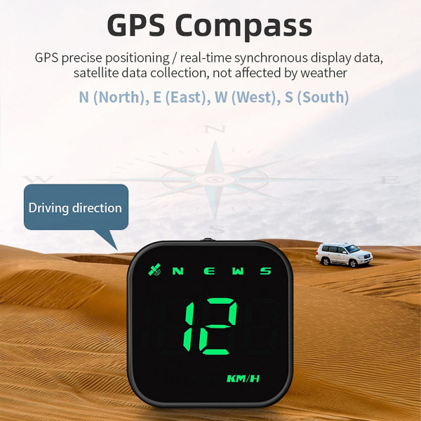 Gps-hastighetsmätare Utöka Digital Display Fordon Kilometerräknare Trippmätarkurs Överhastighetslarm för Green