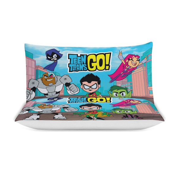 x89 Teen Titans Go 3-delt sengetøysett Varmt og komfortabelt mykt dynetrekksett med 1 dynetrekk og 2 putetrekk for soverom b89 135x200cm 53x78in