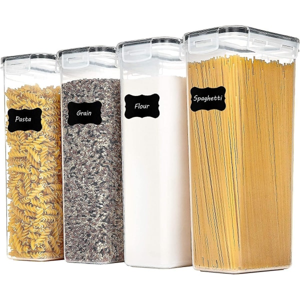 Lufttäta matförvaringsbehållare med lock, 4 st 2,8l pastabehållare för skafferiorganisation och förvaring, Bpa gratis köksförvaringsbehållare för S