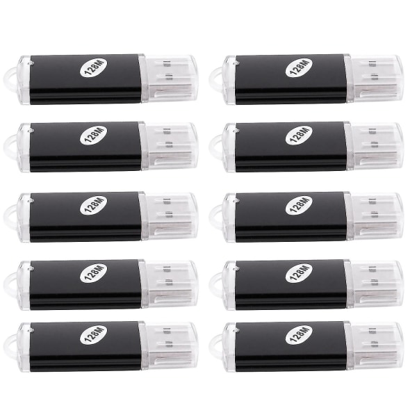 10 X USB-muistitikku 2.0 128 Mt lahja musta