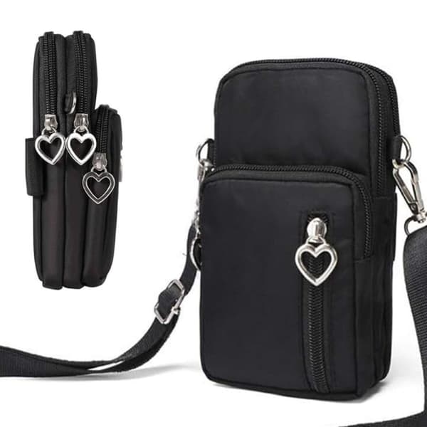 Mobile phone bag with shoulder strap - Handbag black h black 142
