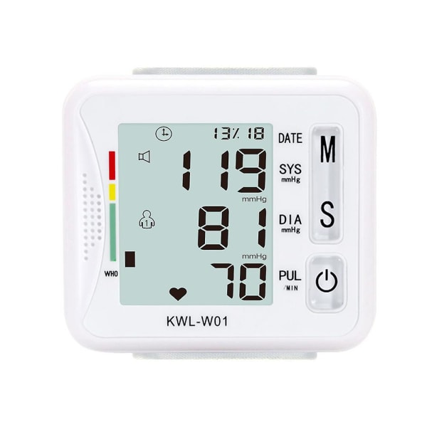 Automatic Wrist Blood Pressure Monitor, Blood Pressure Cuff With Lcd Display Detector For Pulse Rate Rapid Measurement