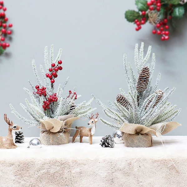 Bordsskiva konstgjorda tallgrenar och tallkottar Semesterdekoration Mini julgran krukväxter
