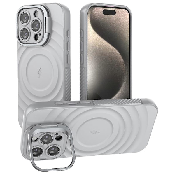 Magnetiskt skal för iPhone 16 Pro - PC-stativ, vågdesign, TPU-fodral Multicolor Grey