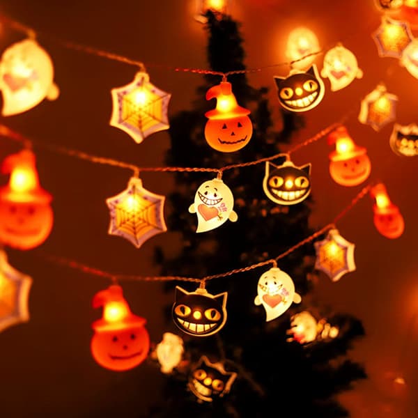 LED Halloween-valosarja sisäkäyttöön 6m 40 valoa USB Vihreä Noitakasvot