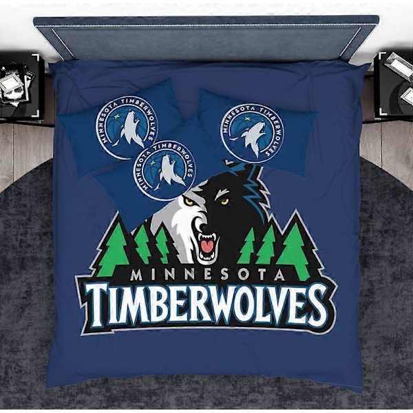 v4618 Sängkläder NBA Minnesota Timberwolves Påslakanset Täcke Örngott Sänglakan IU4618 240x260cm 94x102in