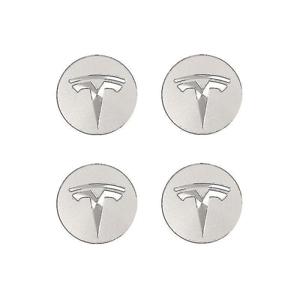 Hub Center beskyttelseshætte, kompatibel med Tesla Model 3, rød og sølv (fire pakke)