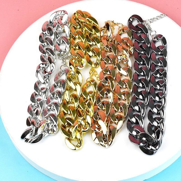 Stark kedja i plast till hundhalsband, husdjur, guld, stor, pitbulls, bulldog, fight necklace Gold