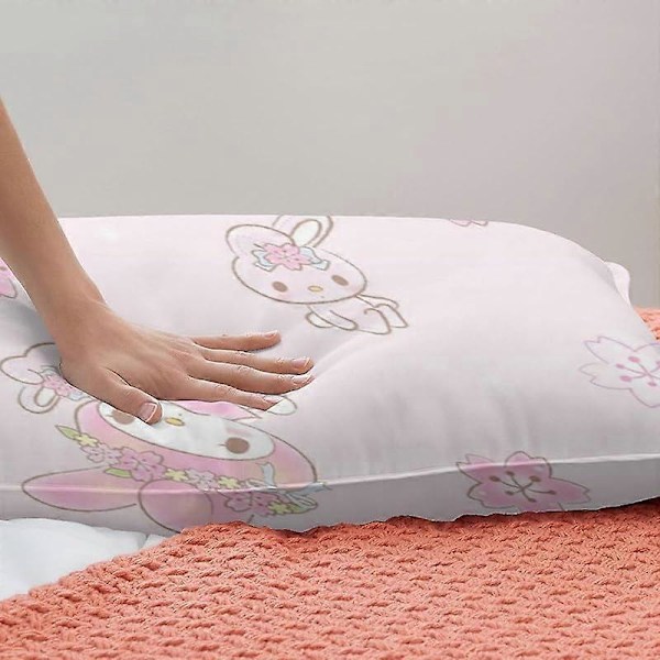 v498 Diez pink my bunny melody dynebetræk sæt 3D printet dyne med 2 pudebetræk til Børn Piger blødt mikrofiber 3-delt sengetøjssæt - hello cat Kitty 200x200cm 78x78in