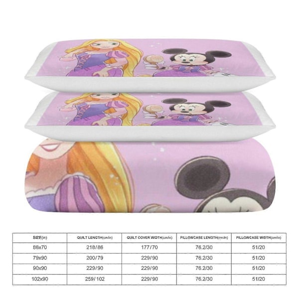 v202 Tecknad prinsessa 3-delars sängklädesset 1 Påslakan + 2 Örngott För Barn Pojkar Flickor Vuxen Tecknad Varm Söt Mode Semester Present Gåva hn202 240x260cm 94x102in