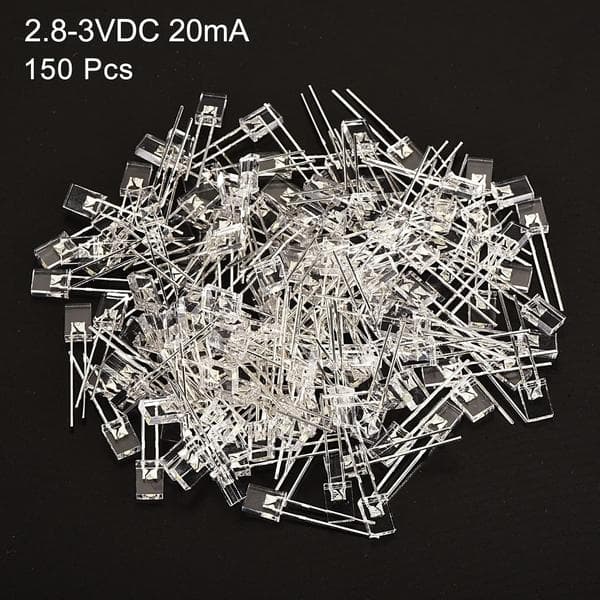 2x5x7mm LED-lampa, 150 st rektangulär ljusstark klar lysdiod för elektronisk komponentindikator, vit