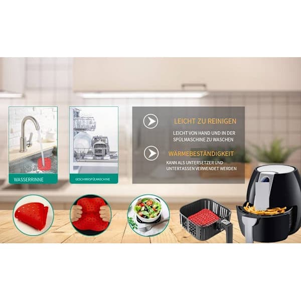 Silikone måtte til Airfryer, Vandtæt Perforeret Bagepapir Silikone