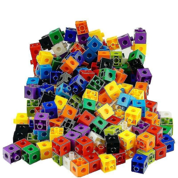 100 stk Matematik Linking Cubes Talblokke Interlocking Multilink tælleblokke (bedst)