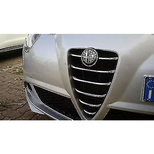 2x 74 mm Alfa Romeo Emblem märken Svart Silver Gt 147 159 Mito Giulietta Motorhuv