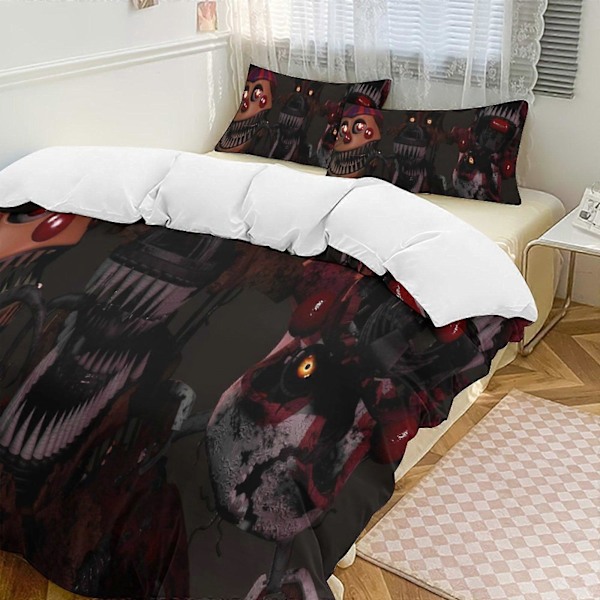v1222 Five Nightat Freddy Täcke Set Tjockt Mjukt 3-delars Sängklädesset Året Runt Täcke med 2 Örngott för Vuxna Kvinnor Flickor Tonåringar Hemrum 240x260cm 94x102in