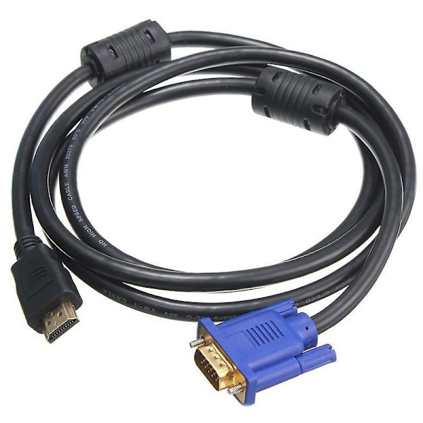 1.8m Blå HDMI Till VGA HD15 Hane Adapter Kabel Konverterare För PC TV Df Ny