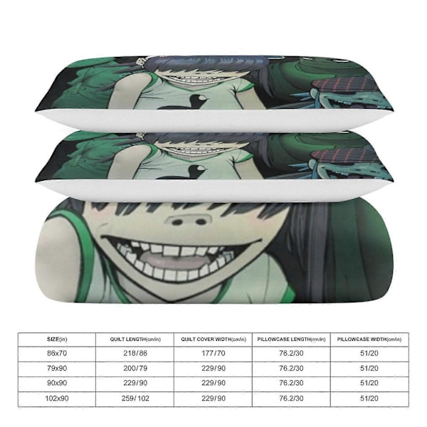 x48 Gorillaz 3-osainen vuodevaatesetti Lämmin ja mukava pehmeä pussilakanasetti, jossa 1 pussilakana ja 2 tyynyliinaa makuuhuoneeseen b48 135x200cm 53x78in