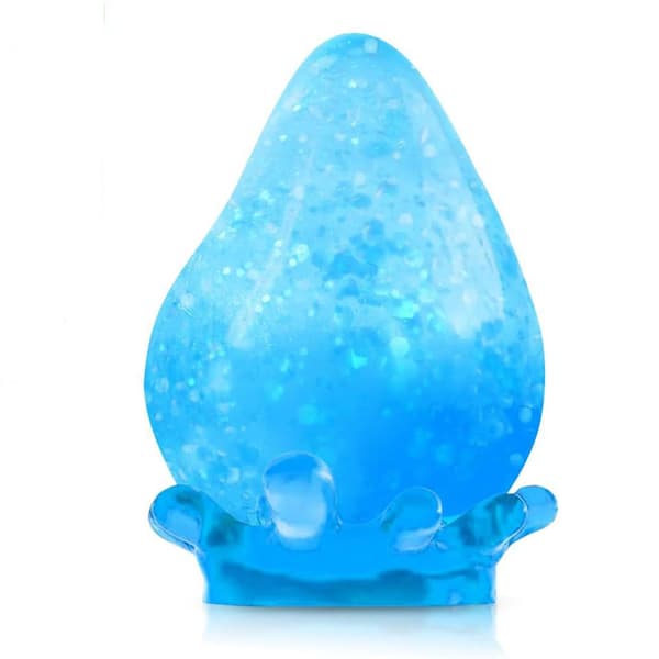 Blå vanndråpe glitter squishy-ball, myk silikon sensorisk klemmeleke, angstlindrende fidget-leke med stabil base for skrivebordsdekorasjon blue
