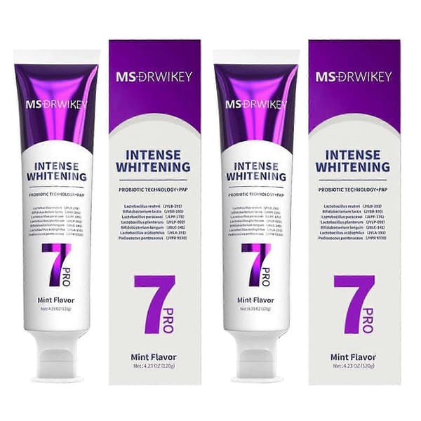 7-Pro Intensive Toothpaste, 7PRO Intense Whitening Toothpaste with 7 Probiotics, Stain Removal & Fresh Breath MSDRWIKEY 2pcs
