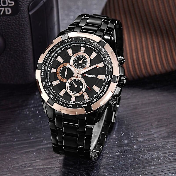 CURREN Herreure Top Brand Luksus Guld Sort Quartz Herreur Mænd Militær Sport Ur Mænd Armbåndsur 8023 Relogio Masculino White