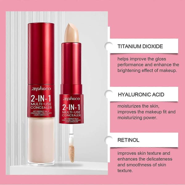 Glide&Hide Blurring Concealer - Krämig textur, döljer mörka ringar och rynkor, dubbel formula (flytande spets & balmstick), långvarigt resultat Dark Brown