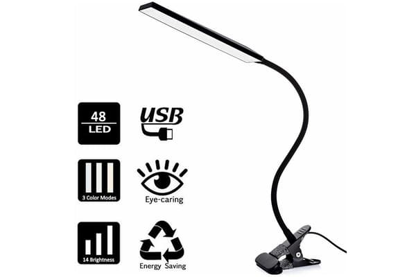 Justerbar klemme LED skrivebordslampe leselampe