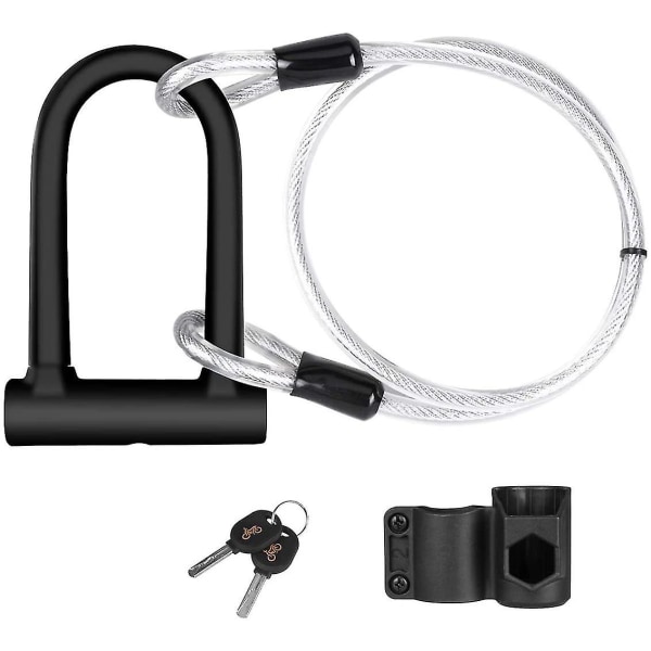 Bike Lock, U-lock Bike Lock With 1.2m Flex Steel Cable And Heavy-duty Mounting Bracket For Bicycles