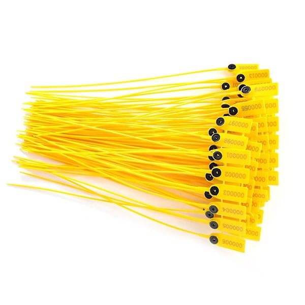 100 stk Gule Pakke Transport Lastbil Plast Sikkerhedsforsegling 40cm Etiket Kabelbinder Med Nummer (ruigou)-YUHAO