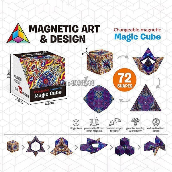 Foranderlig magnetisk magisk kube for barn puslespill kube antistress leketøy voksne Cubo leker forvandles til over 70 former Red