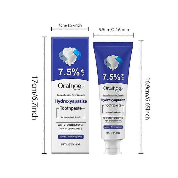Hydroxyapatit Tandpasta, Hvid Tandgenopretning 7,5% Hydroxyapatit M0V4 blue 120g