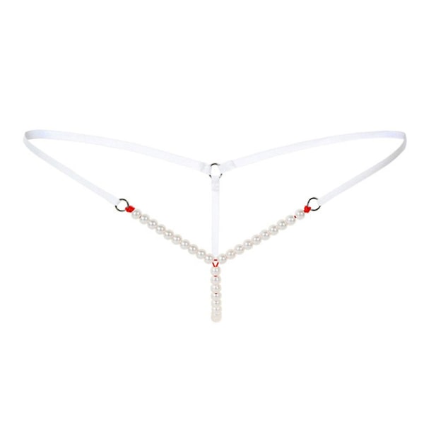 Sexiga Kvinnors Byxor Öppen Mellanben Sexig Pärla Frestelse T-backs Erotisk Lingerie G-String Mellanbenslösa Kalsonger Trosor För Sex Tanga White One Size