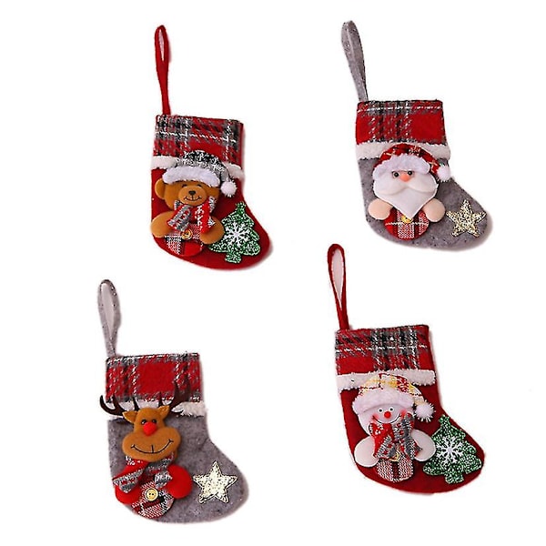 Julstrumpa Set 4st Julgran Hänge Santa Boot Presentpåse Y