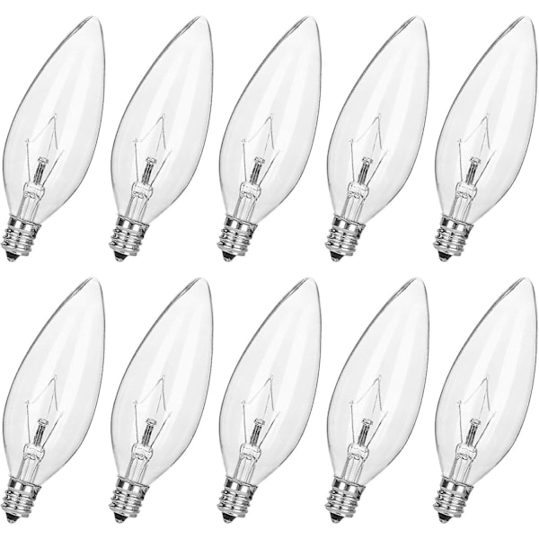 10-pack 60W 120V E12-sockel B10 CTC Glödlampor, Transparenta Ljusstake-lampor för-yuyu