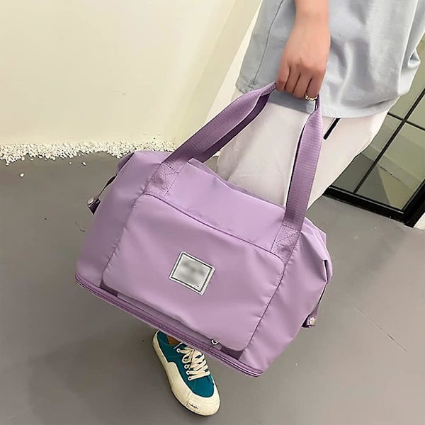 Resväska i nylon, extra stor, expanderbar, lila